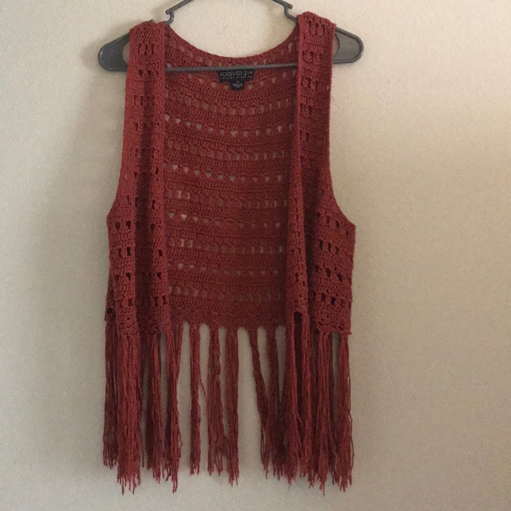 Crochet fringed vest
